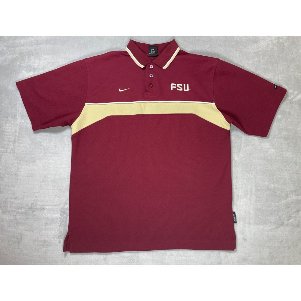 FSU Nike Team Polo Shirt Men's Medium Garnet Dri-FIT Manager Issued 2004 Y2K